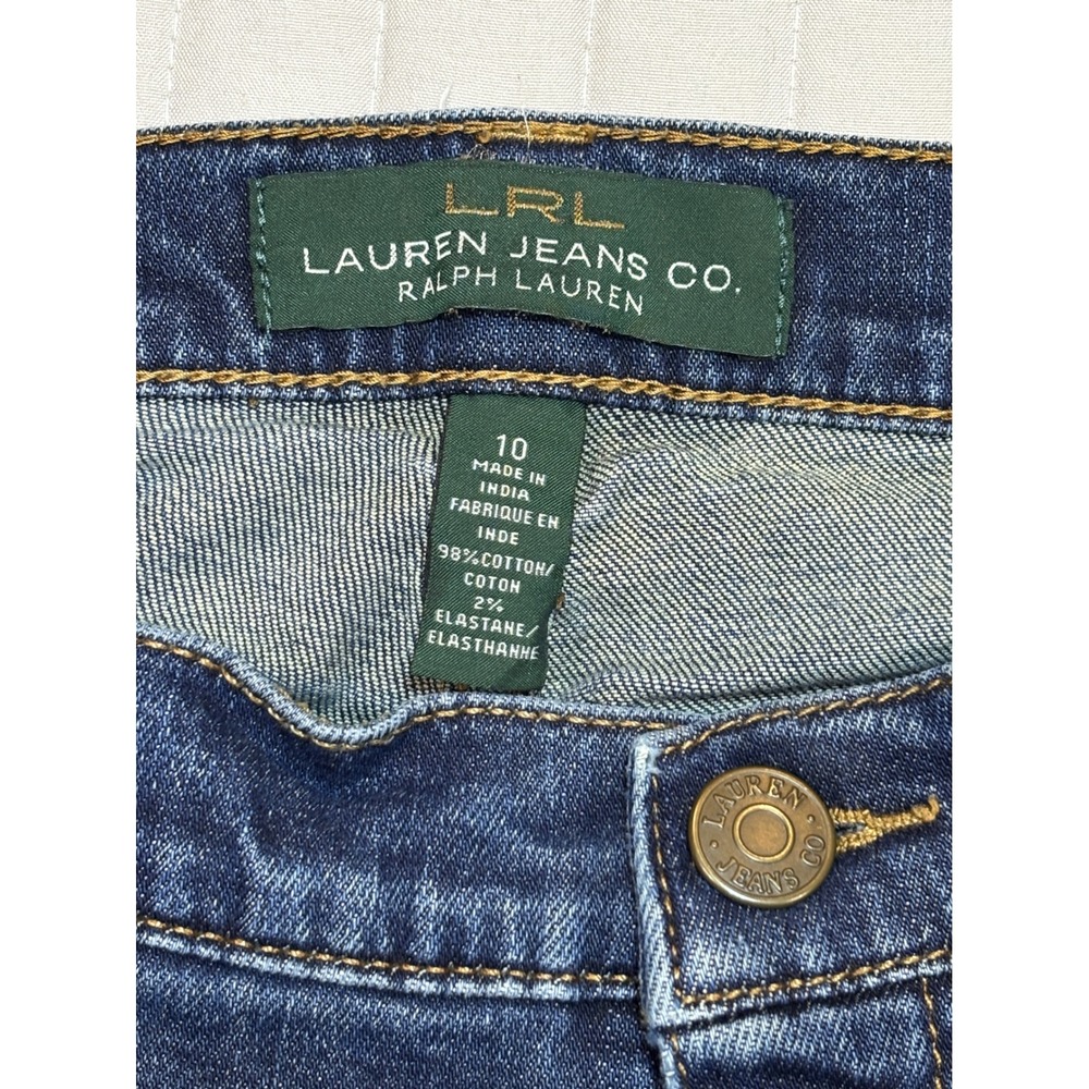 Lauren Ralph Lauren Jeans Womens 10 Dark Wash Raw Hem Bootcut Stretch Denim - Picture 2 of 11